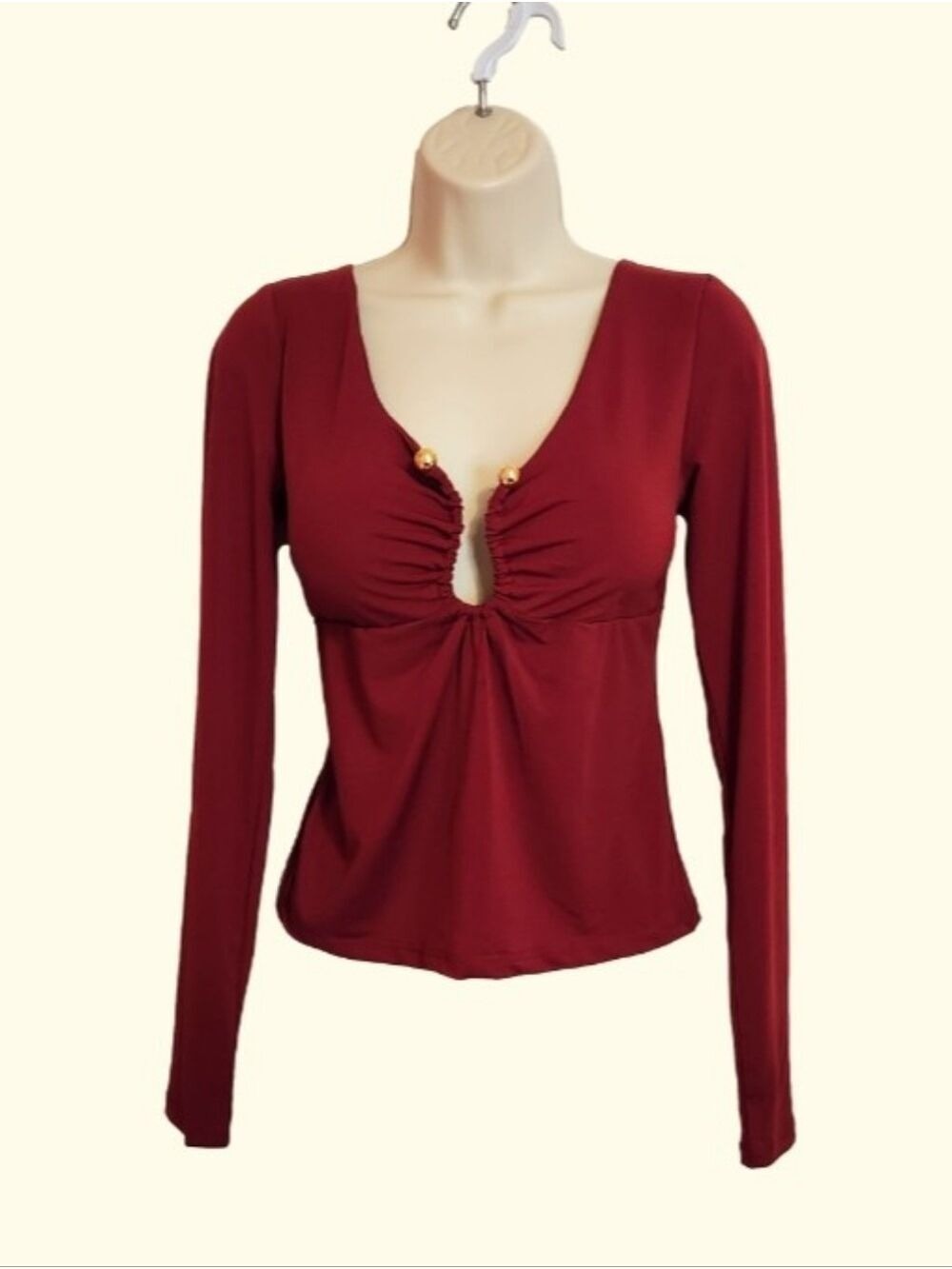 Just Polly Burgundy Knit Top Large